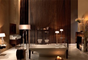 Kerasan Bentley - Vasca lavabo con struttura wengè e sanitari - Design M.Sadler Ph.R.Costantini